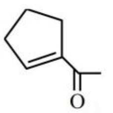The chemical reaction shows a long chain dicarbonyl compound with a ketone and an aldehyde group undergoing intramolecular aldol condensation. The options show different possible cyclopentene and cyclohexene ring-closed products containing either a ketone or an aldehyde group.