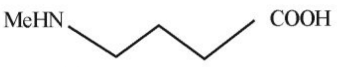 Reaction of N-methylpyrrolidin-2-one (lactam) with (i) NaOH, Delta (ii) H+ to form 'A'.