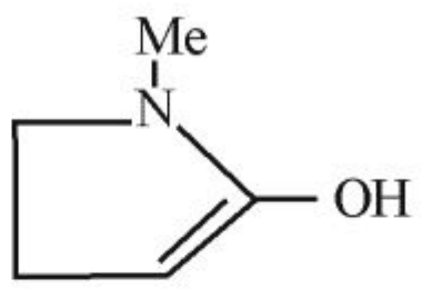 Reaction of N-methylpyrrolidin-2-one (lactam) with (i) NaOH, Delta (ii) H+ to form 'A'.