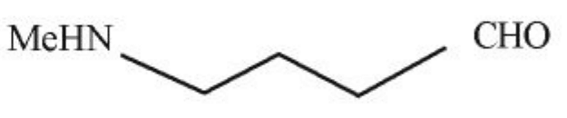 Reaction of N-methylpyrrolidin-2-one (lactam) with (i) NaOH, Delta (ii) H+ to form 'A'.
