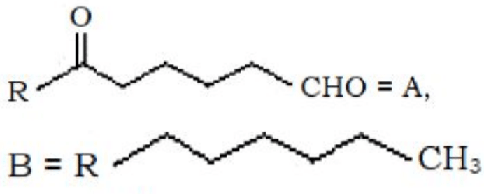 Reaction scheme showing oxidation of an alkyl-substituted cyclohexanone derivative and Wolff-Kishner reduction, followed by four sets of structures for A and B.