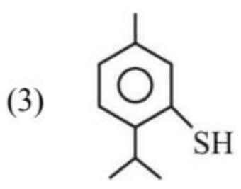 A reaction scheme starting with 4-isopropylphenol reacting with NaNO2/HCl to give A, followed by NH4SH/H2O to give B.