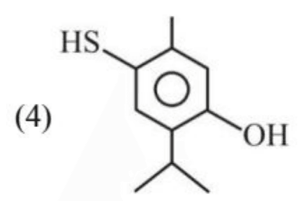 A reaction scheme starting with 4-isopropylphenol reacting with NaNO2/HCl to give A, followed by NH4SH/H2O to give B.