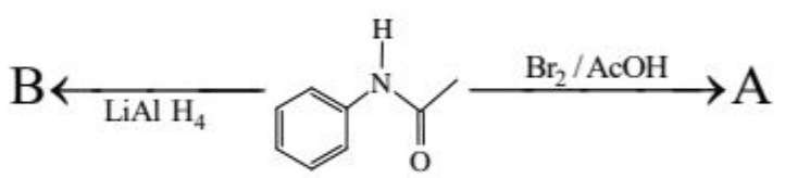 Reaction of acetanilide derivative with Br2/AcOH and LiAlH4.