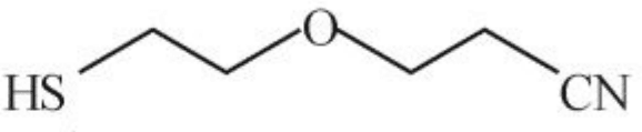 Reaction between acrylonitrile and HO-CH2-CH2-SH.