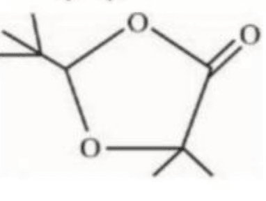 Reaction of a tert-butyl substituted aldehyde with 2-hydroxy-2-methylpropanoic acid under acidic conditions, with 4 cyclic acetal/lactone product options.